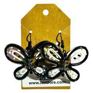 JenDore Handmade Bosch Whit Clear Butterfly Dangle Drop Earrings